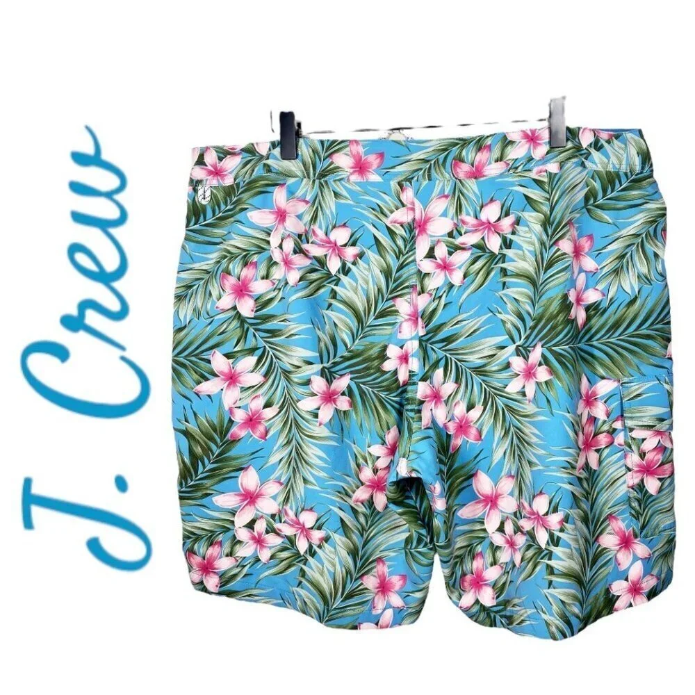 J. CREW Hawaiian‎ Print Board Shorts Swim Trunks Men's Size 38
